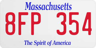 MA license plate 8FP354