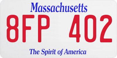 MA license plate 8FP402
