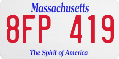 MA license plate 8FP419