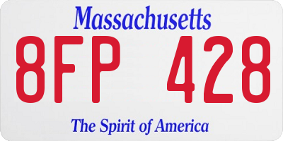 MA license plate 8FP428