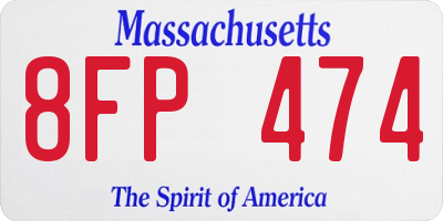 MA license plate 8FP474