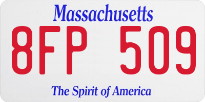 MA license plate 8FP509