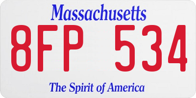 MA license plate 8FP534