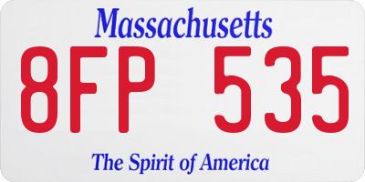 MA license plate 8FP535