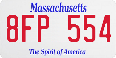 MA license plate 8FP554