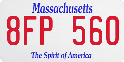 MA license plate 8FP560