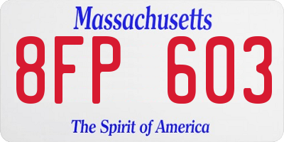 MA license plate 8FP603