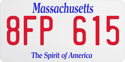 MA license plate 8FP615