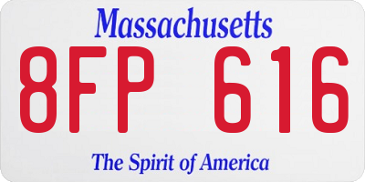 MA license plate 8FP616