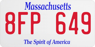 MA license plate 8FP649