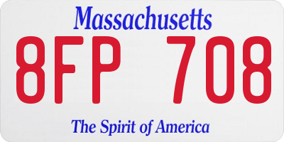 MA license plate 8FP708