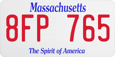 MA license plate 8FP765