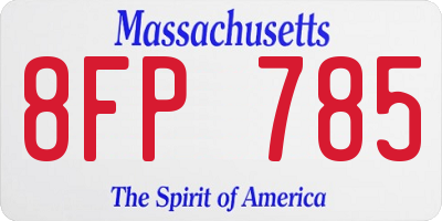 MA license plate 8FP785