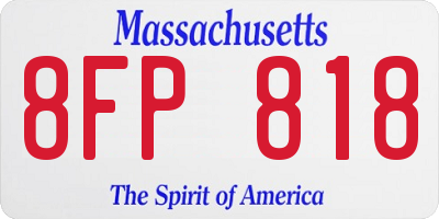MA license plate 8FP818