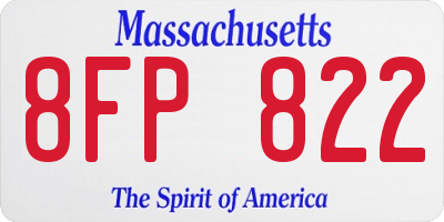 MA license plate 8FP822