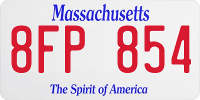 MA license plate 8FP854