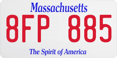 MA license plate 8FP885