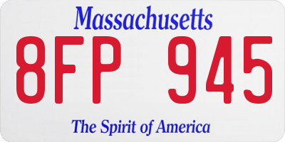 MA license plate 8FP945
