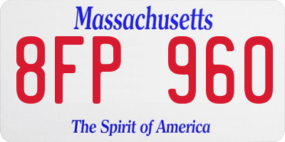 MA license plate 8FP960