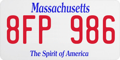 MA license plate 8FP986