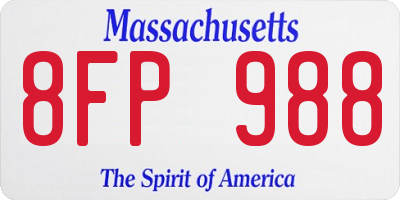 MA license plate 8FP988