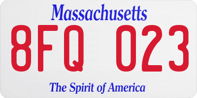 MA license plate 8FQ023