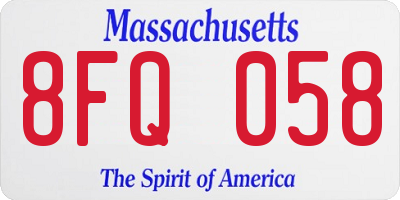 MA license plate 8FQ058