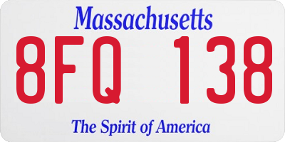 MA license plate 8FQ138