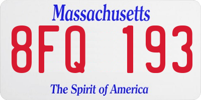 MA license plate 8FQ193