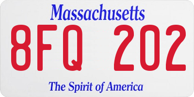 MA license plate 8FQ202