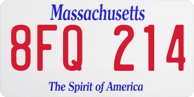 MA license plate 8FQ214