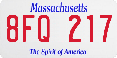MA license plate 8FQ217