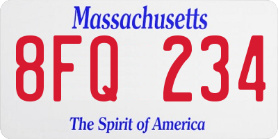 MA license plate 8FQ234