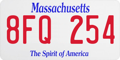 MA license plate 8FQ254