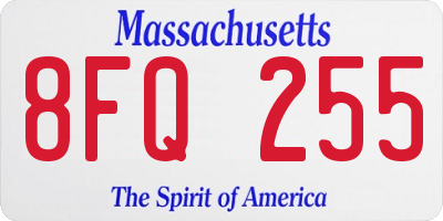 MA license plate 8FQ255