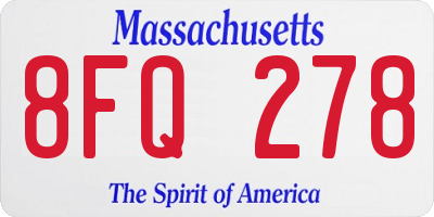 MA license plate 8FQ278