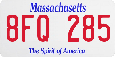 MA license plate 8FQ285