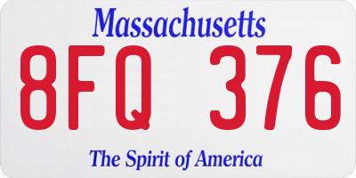 MA license plate 8FQ376