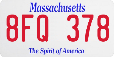 MA license plate 8FQ378