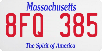 MA license plate 8FQ385