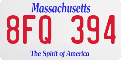 MA license plate 8FQ394