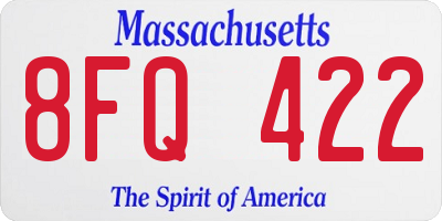 MA license plate 8FQ422