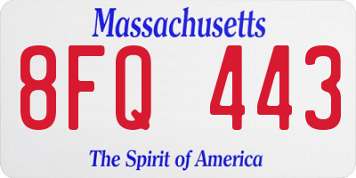 MA license plate 8FQ443