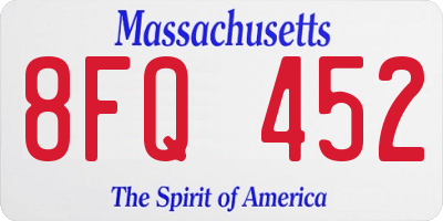 MA license plate 8FQ452