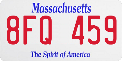 MA license plate 8FQ459