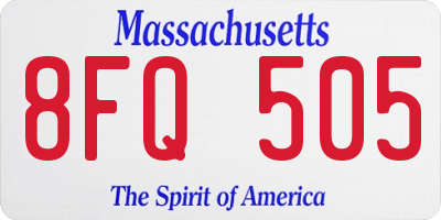 MA license plate 8FQ505