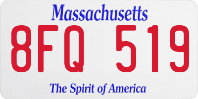 MA license plate 8FQ519
