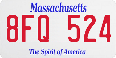 MA license plate 8FQ524