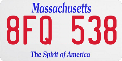 MA license plate 8FQ538