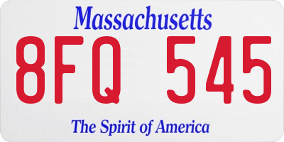 MA license plate 8FQ545
